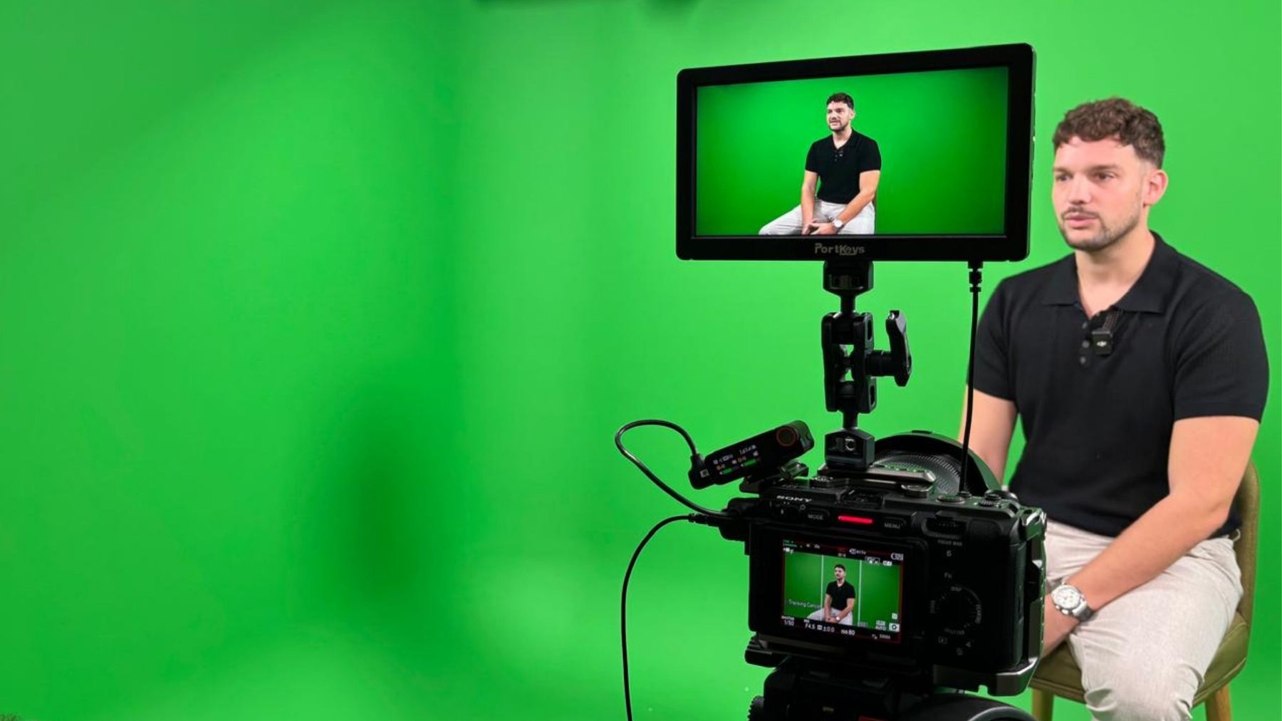 Interview shoot in a green-screen studio